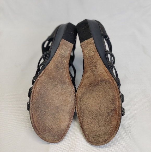 Donald J Pliner Gladiator Sandals Black Leather Low Wedge Women's Sz 8 N - Picture 10 of 13